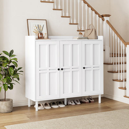ComfyCorner Shoe Cabinet with 3 Doors, Shoe Rack for Entryway, White