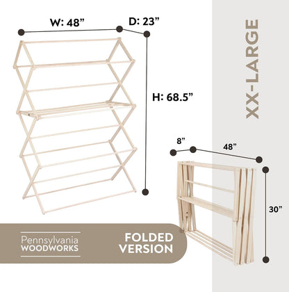 Pennsylvania Woodworks Clothes Drying Rack: Solid Maple Hard Wood Laundry Rack for Blankets