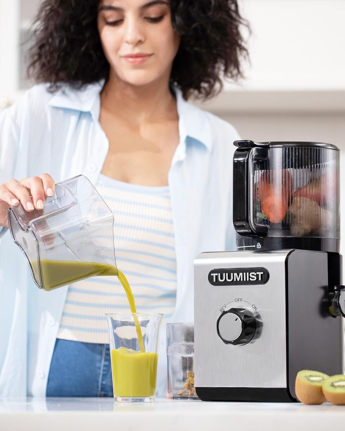 Cold Press Juicer Machines – 6.5'' Large Feed Chute for Whole Fruits & Vegetables, High Juice
