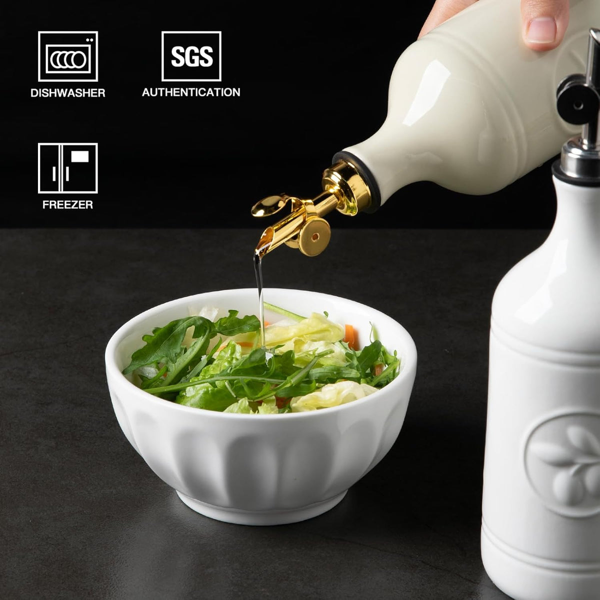 Sweejar 16 Oz Ceramic Olive Oil Dispenser Bottle, Oil Dispenser for Kitchen with Gravity Spout