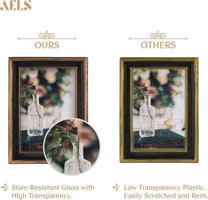 AELS 4x6 Inch Vintage Picture Frame, Elegant Luxury Antique Photo Frames with Glass Front, Photo