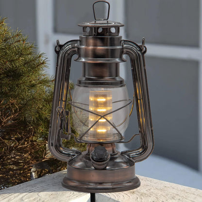 YAKii LED Vintage Lantern Metal Hanging Hurricane 12 LED Dimmer Switch Warm White Battery Operated