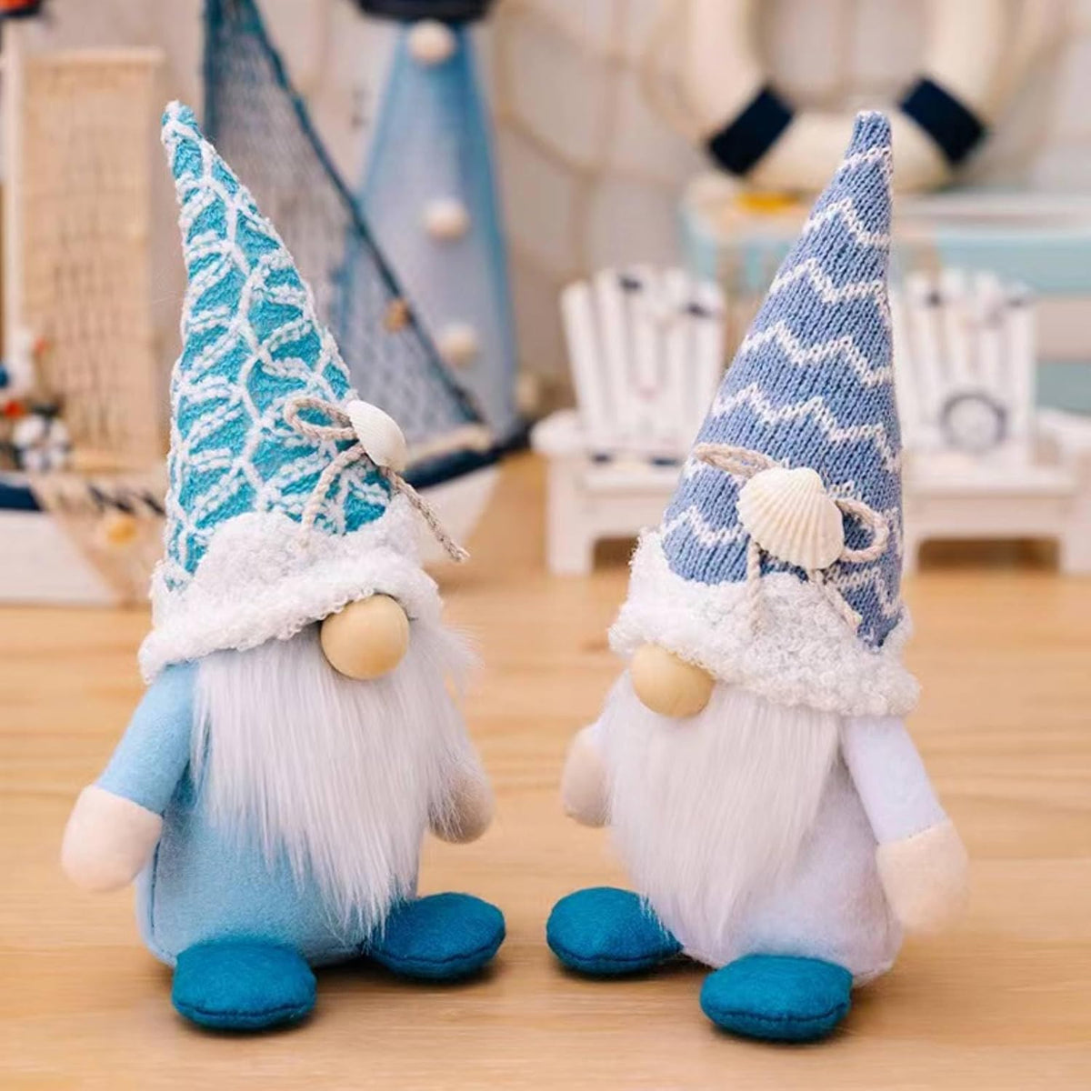 Summer Gnomes Decorations, Beach Gnome Plush Decor for Home Ocean Day Gnomes Tiered Tray Decor