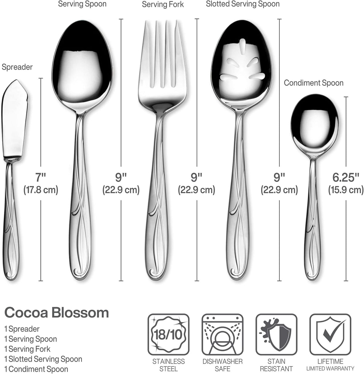 Mikasa Cocoa Blossom 65-Piece Flatware Set for 12, 18/10 Stainless Steel Silverware with Full