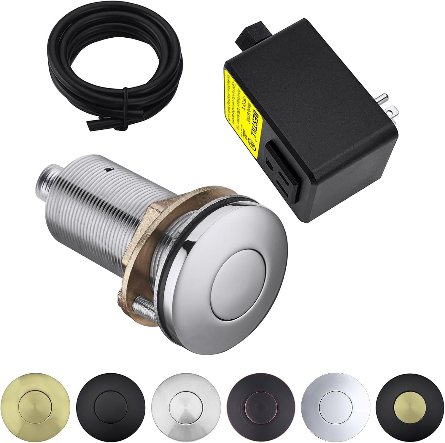 BESTILL Garbage Disposal Air Switch Kit - UL Listed, Brass 3.6" Long Push Button for Waste
