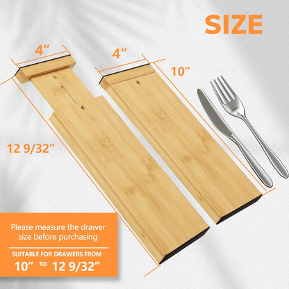 BAMEOS 4" High Bamboo Drawer Dividers - Adjustable Small Drawer Organizer - Kitchen, Dresser
