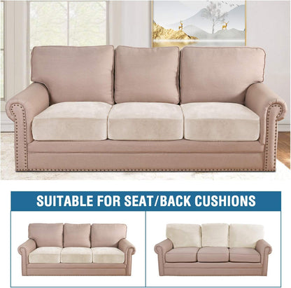 H.VERSAILTEX Velvet Stretch Couch Cushion Cover Plush Cushion Slipcover for Chair Loveseat Sofa