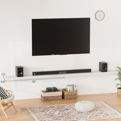 Heimlove 55 Inch Long Floating Shelves for Wall,9.3" Deep White Floating Shelves Set of 2,Large