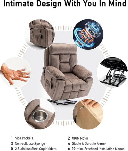 Lazy boy Recliner Chair with Cupholder/Power Lift Recliner Chair for Elderly， Electric Recliner/Big