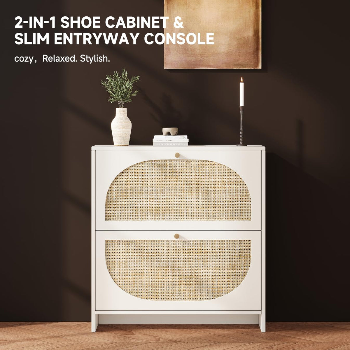 Nicetree Shoe Cabinet Storage for Entryway Slim 9.5" Freestanding Floor Base Shoe Storage Cabinet