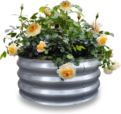 GARDMAX 2x2x1FT Galvanized Round Raised Garden Bed Kit, Metal Planter Boxes Outdoor with Easy