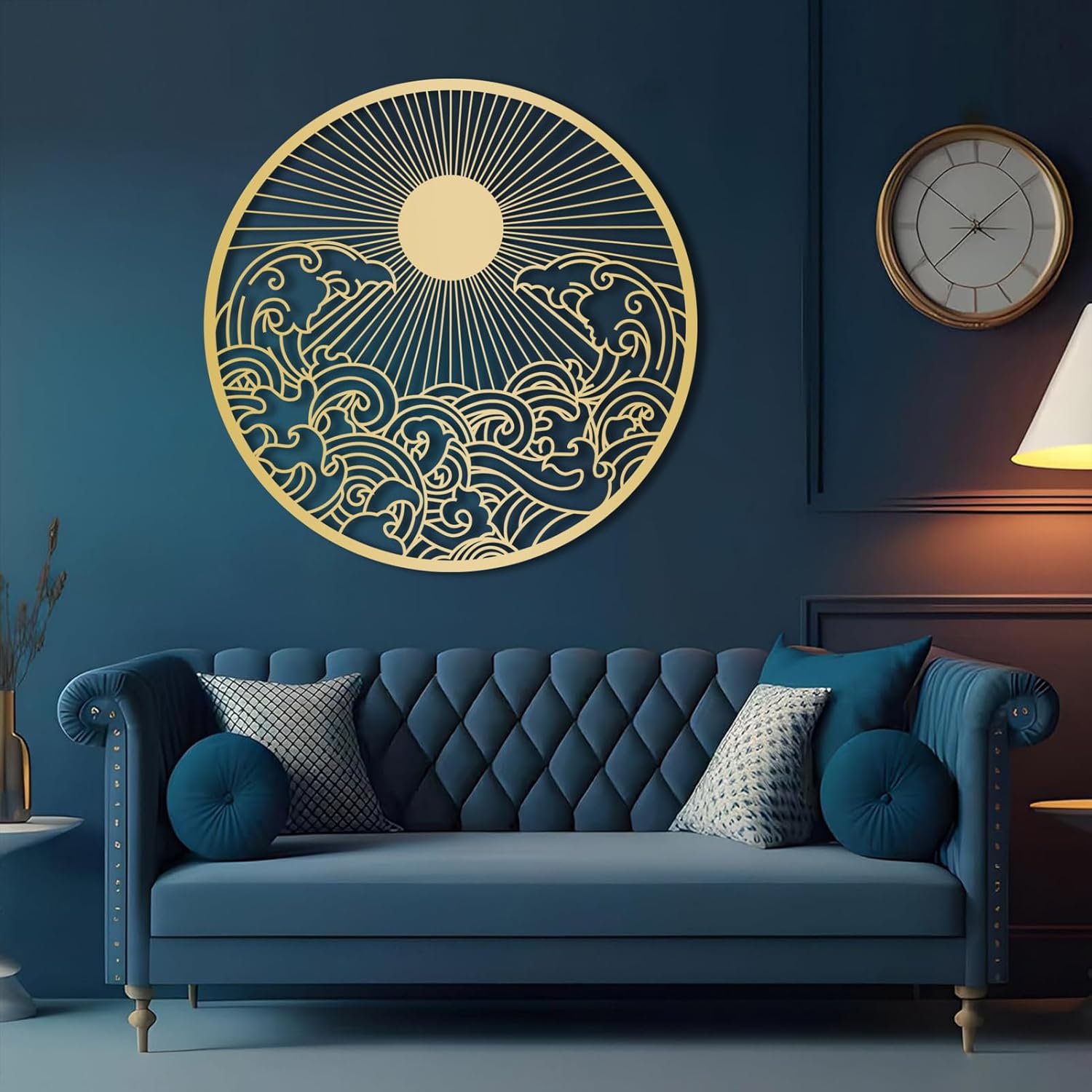 flyoak Metal Sun Wall Decor Outdoor, Sunrise Metal Wall Art, Metal Wave Wall Art, Sunrise and Wave
