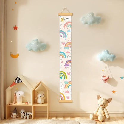 Personalized Name Growth Chart Wall Decor for Kids – Canvas Removable Height Chart Measuring Ruler