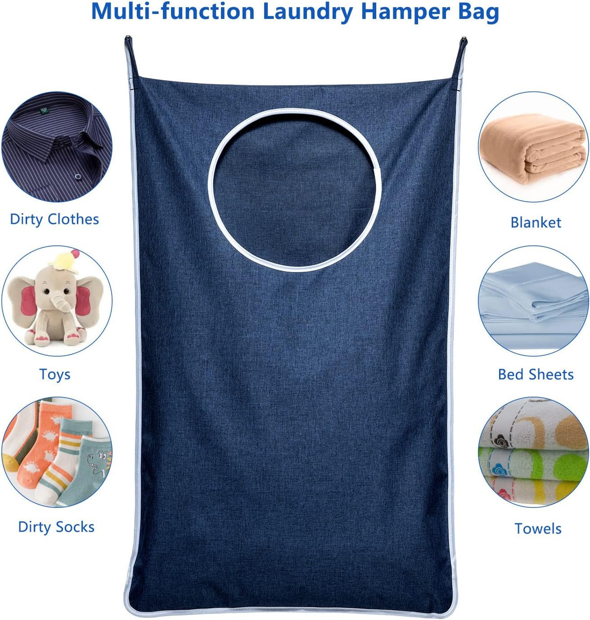 KEEPJOY Large Size 2Pack Hanging Laundry Hamper Bag, Door Hamper with 2 Hooks for Dirty Clothes