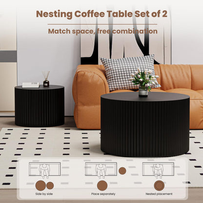 WXFKLDJ Round Nesting Coffee Table Set Cylindrical Wooden Coffee Table Sofa Center Table Circle