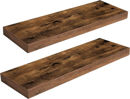 HOOBRO Floating Shelves for Wall, Wall Mounted Shelf Set of 2, 23.6" Hanging Shelf with Invisible