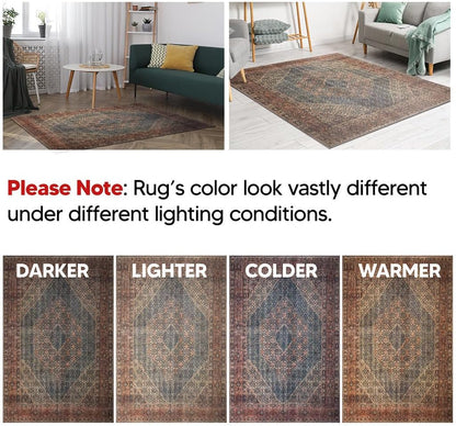 Keen Home Design 4x6 Rug - Machine Washable Area Rug with Non-Slip Backing, Ideal for Living Room