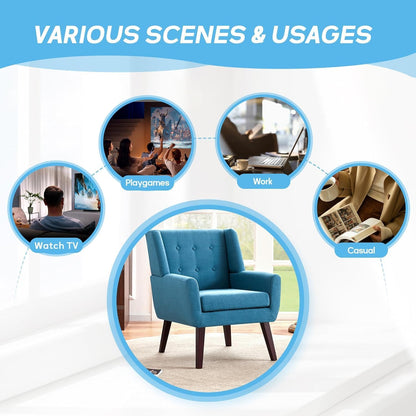 HUIMO Accent Chairs Set of 4, Upholstered Button Tufted Armchair, Linen Fabric Sofa Chairs for