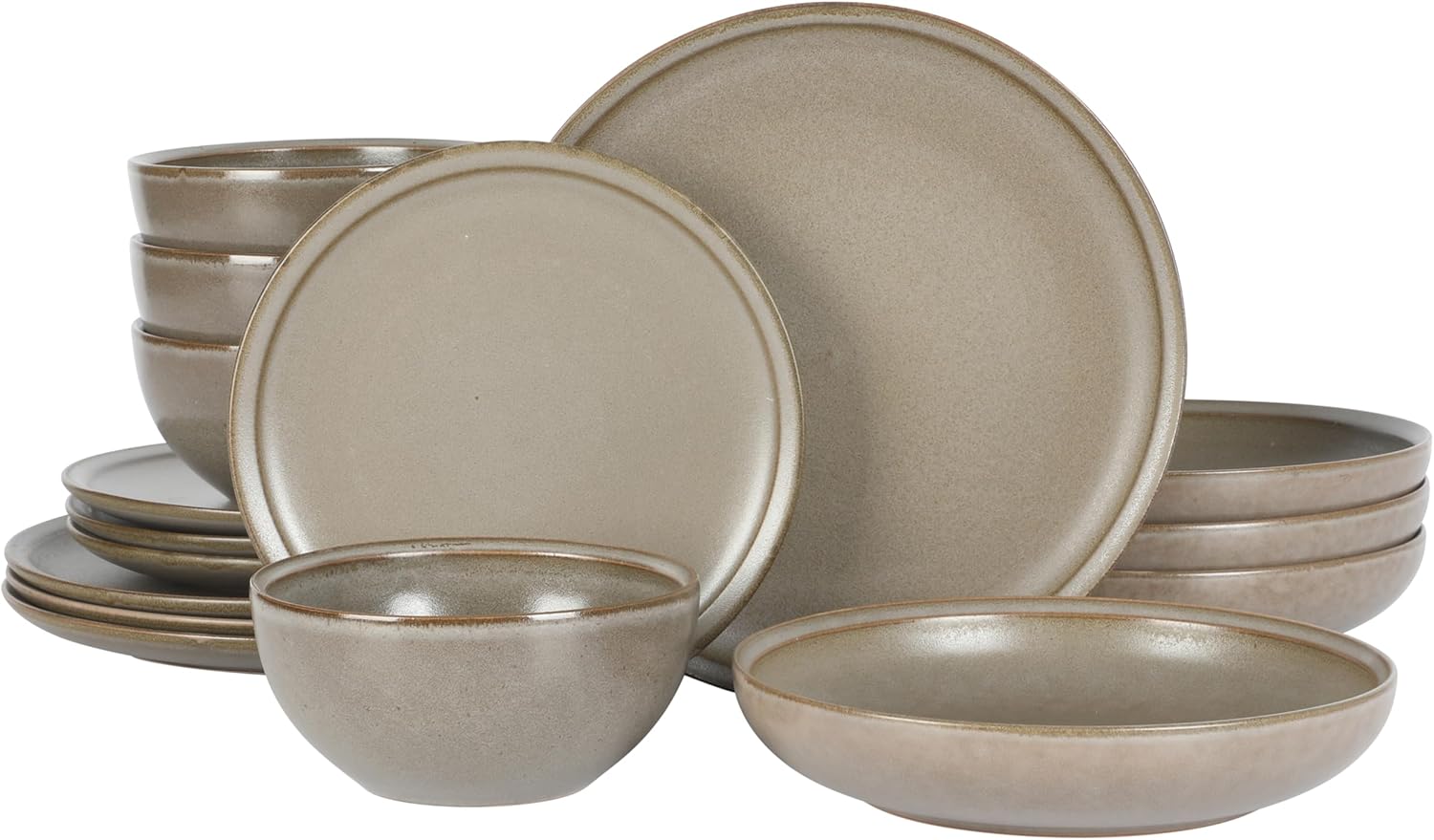 Gibson Elite Beckett Stoneware Matte Reactive Glaze 16 Piece (Service for 4) Plates and Bowls