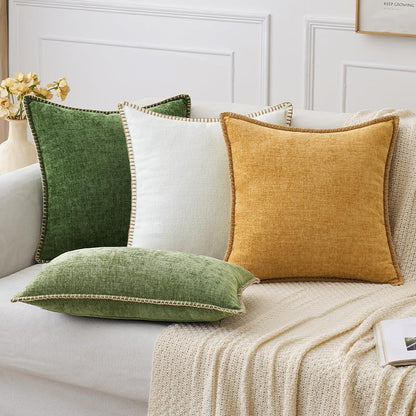 MIULEE Pack of 2 Christmas Pillow Covers 24x24 Inch Moss Green Farmhouse Decorative Throw Pillow