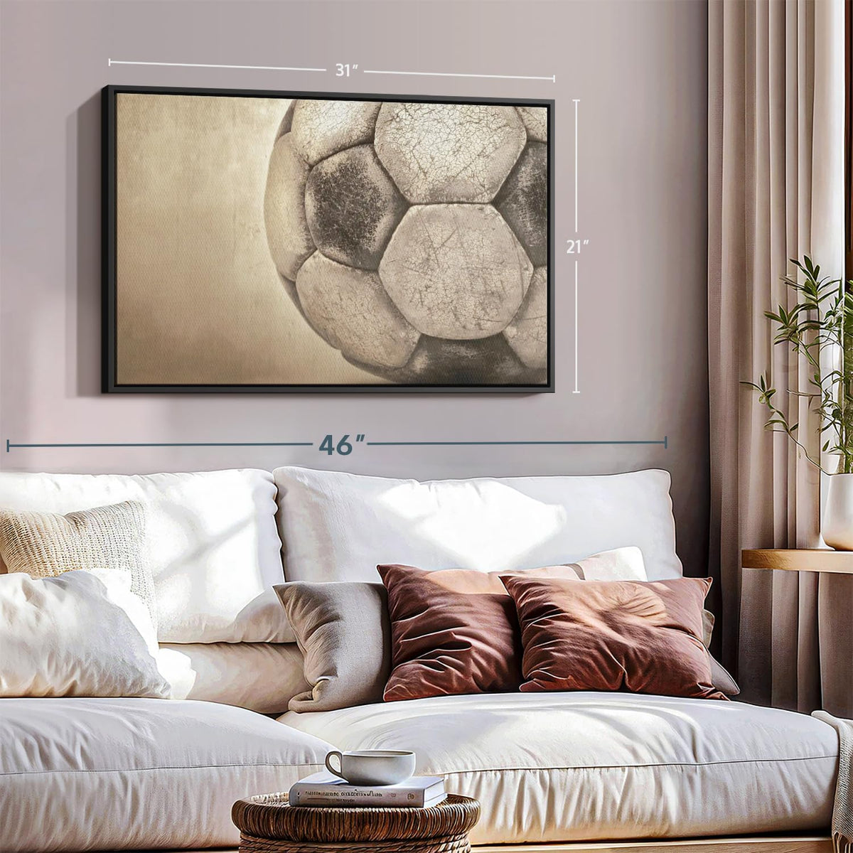 Elephant Stock Worn Soccer Ball Wall Art - Horizontal Framed Canvas - 1-Piece Living Room Wall
