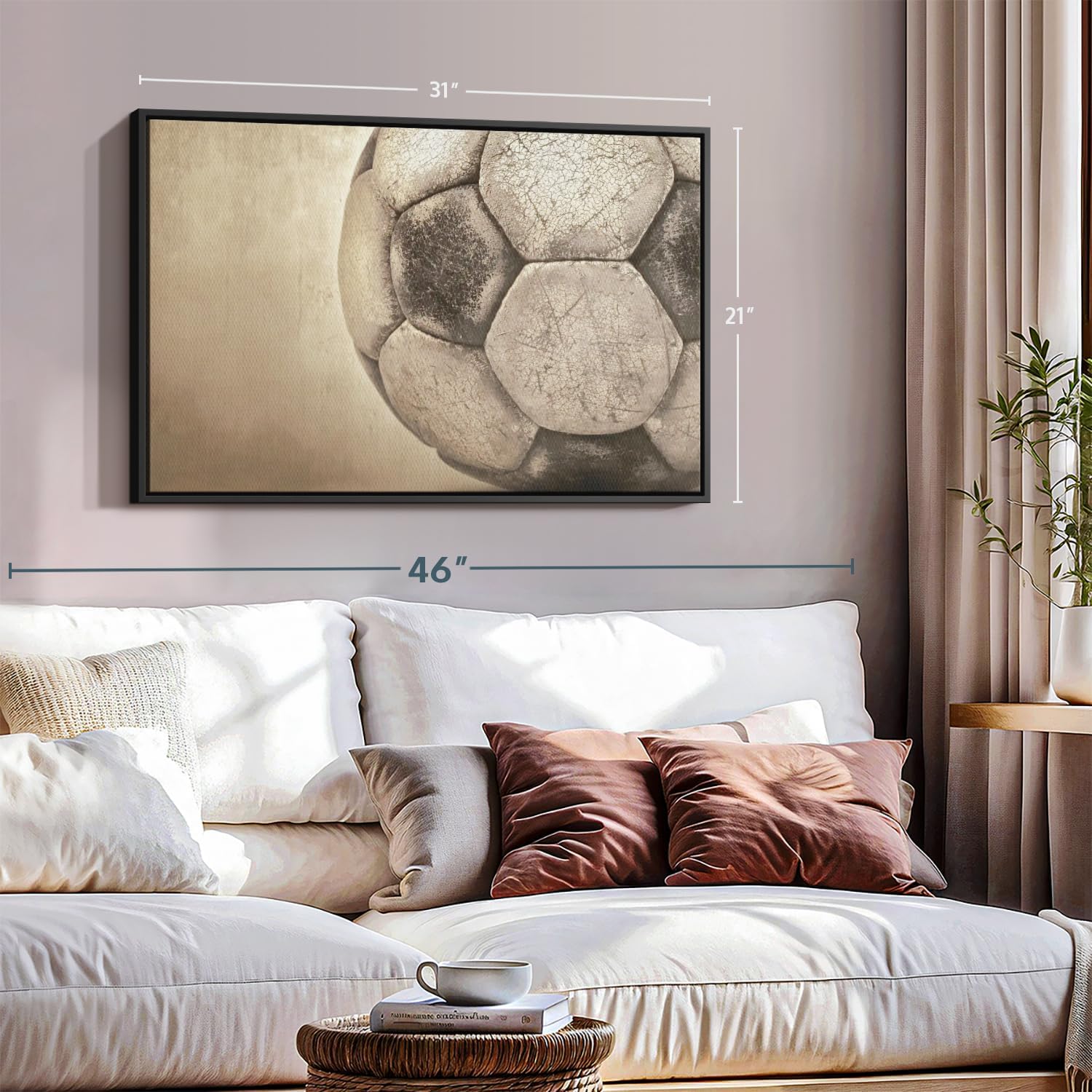 Elephant Stock Worn Soccer Ball Wall Art - Horizontal Framed Canvas - 1-Piece Living Room Wall