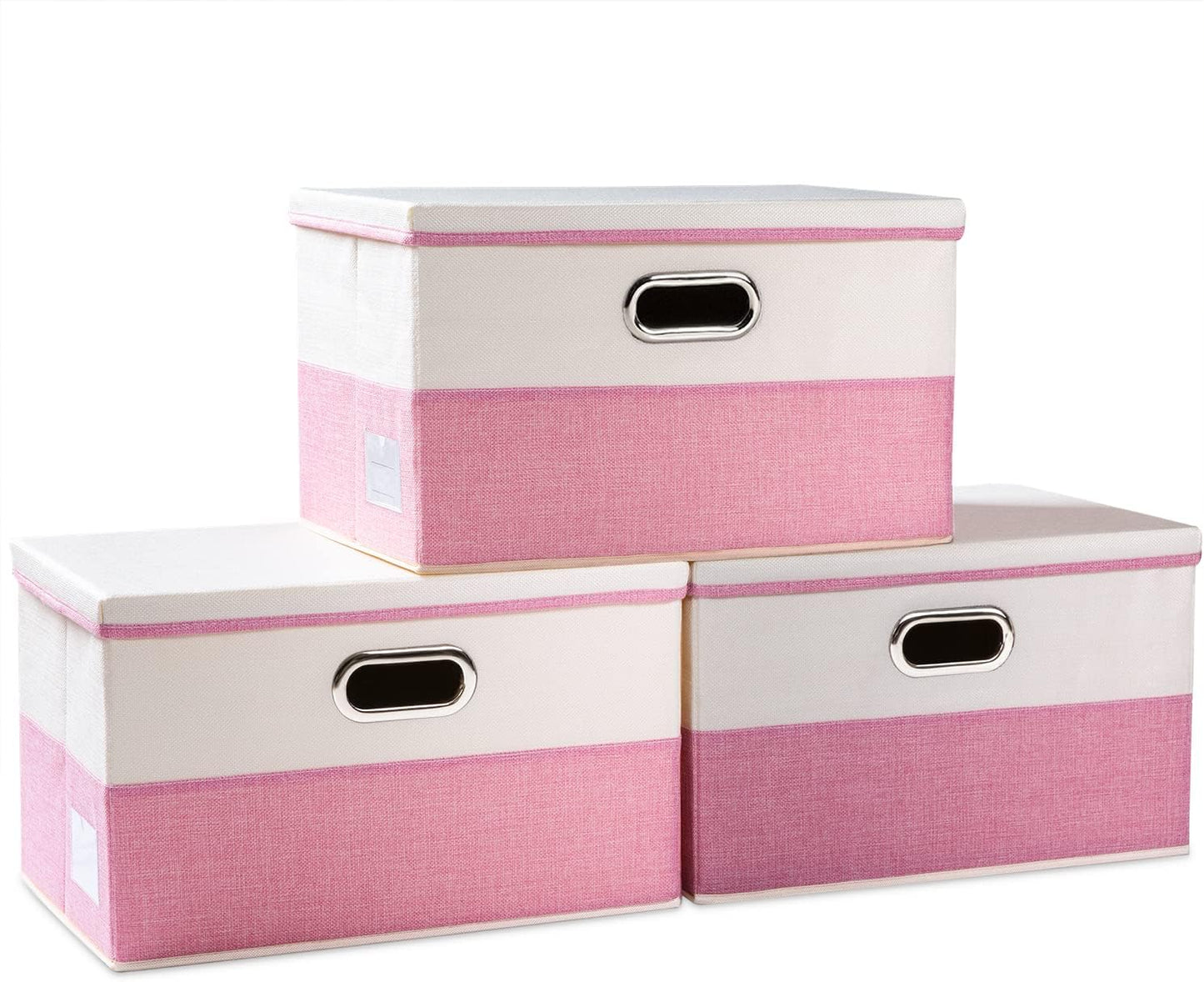 PRANDOM Large Collapsible Storage Bins with Lids [3-Pack] Fabric Foldable Storage Boxes Organizer