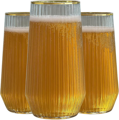 48 Pack Ribbed Ripple Stemless Toasting Glasses, Origami Durable 9 Oz BPA-Free Disposable Plastic