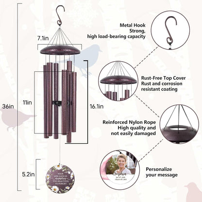 ASTARIN Personalized Deep Tone Wind Chime Memorial, Customized Sympathy Wind Chimes, Memory Wind