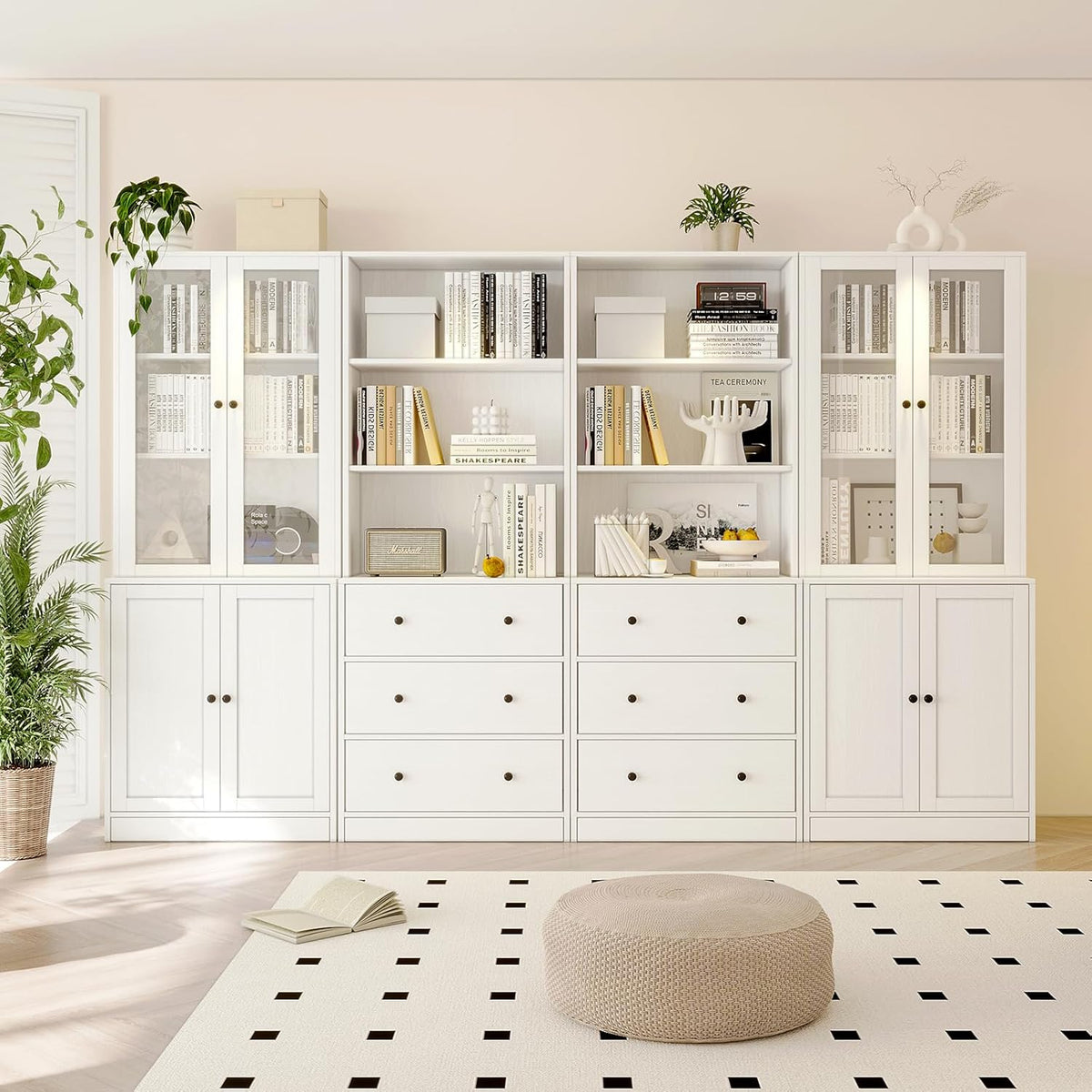 TUSY 71" Bookshelf Bookcase, 3-Tier Modern Bookshelves 3 Large Drawer, Wood Filing Cabinet with