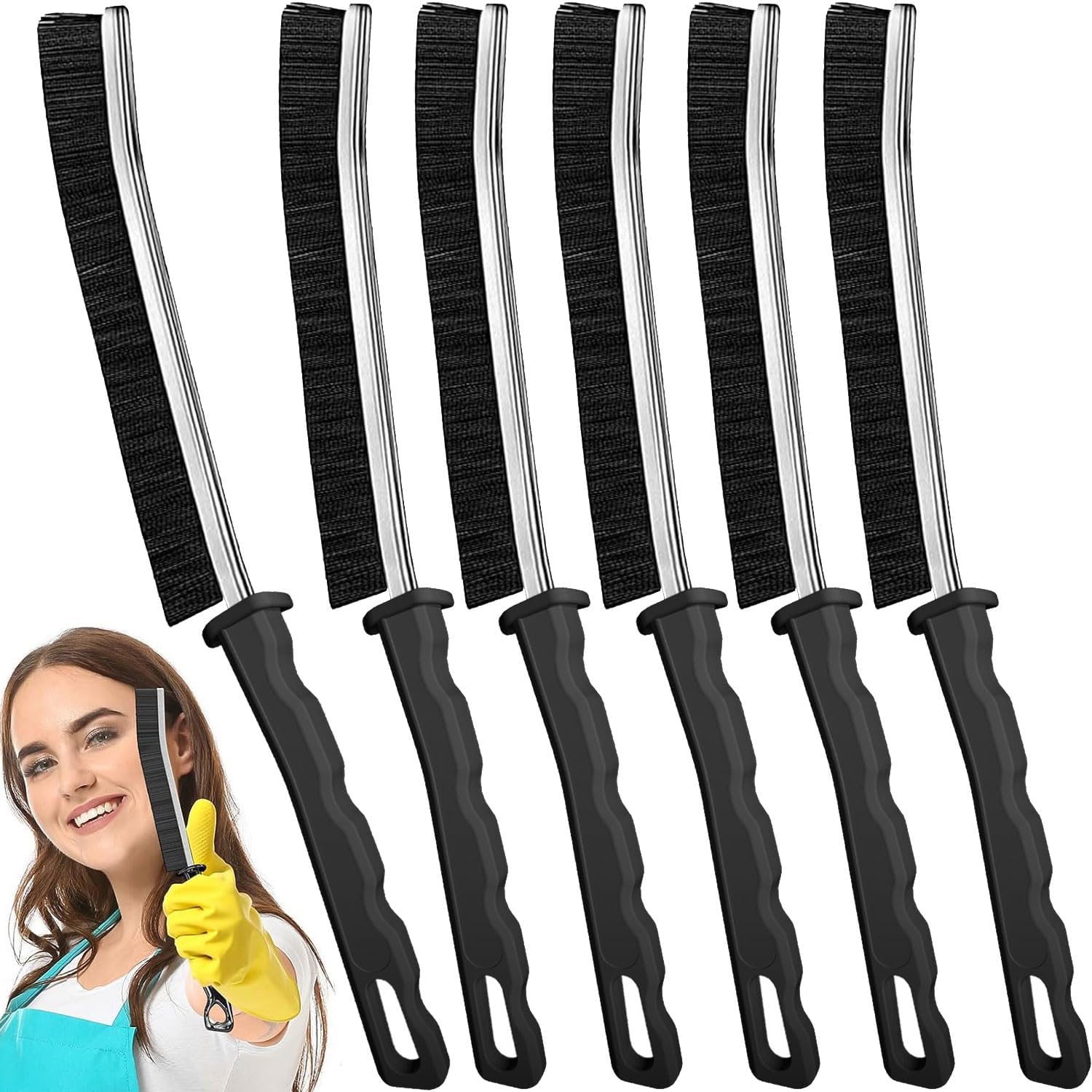 Crevice Cleaning Brush - 6pcs Hard Bristle Shower & Bathroom Gap Cleaning Tools