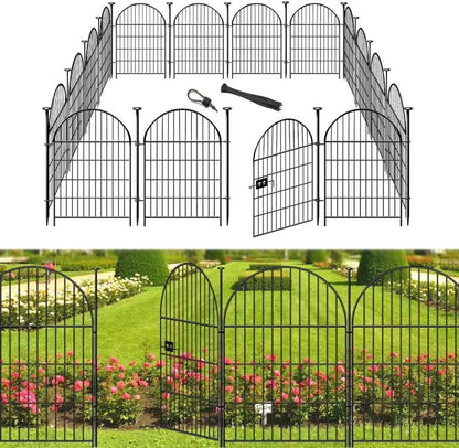 Garden Fence Animal Barrier with Gate, 22 Panels Garden Fencing 36 inch High, Dog Fence Outdoor for