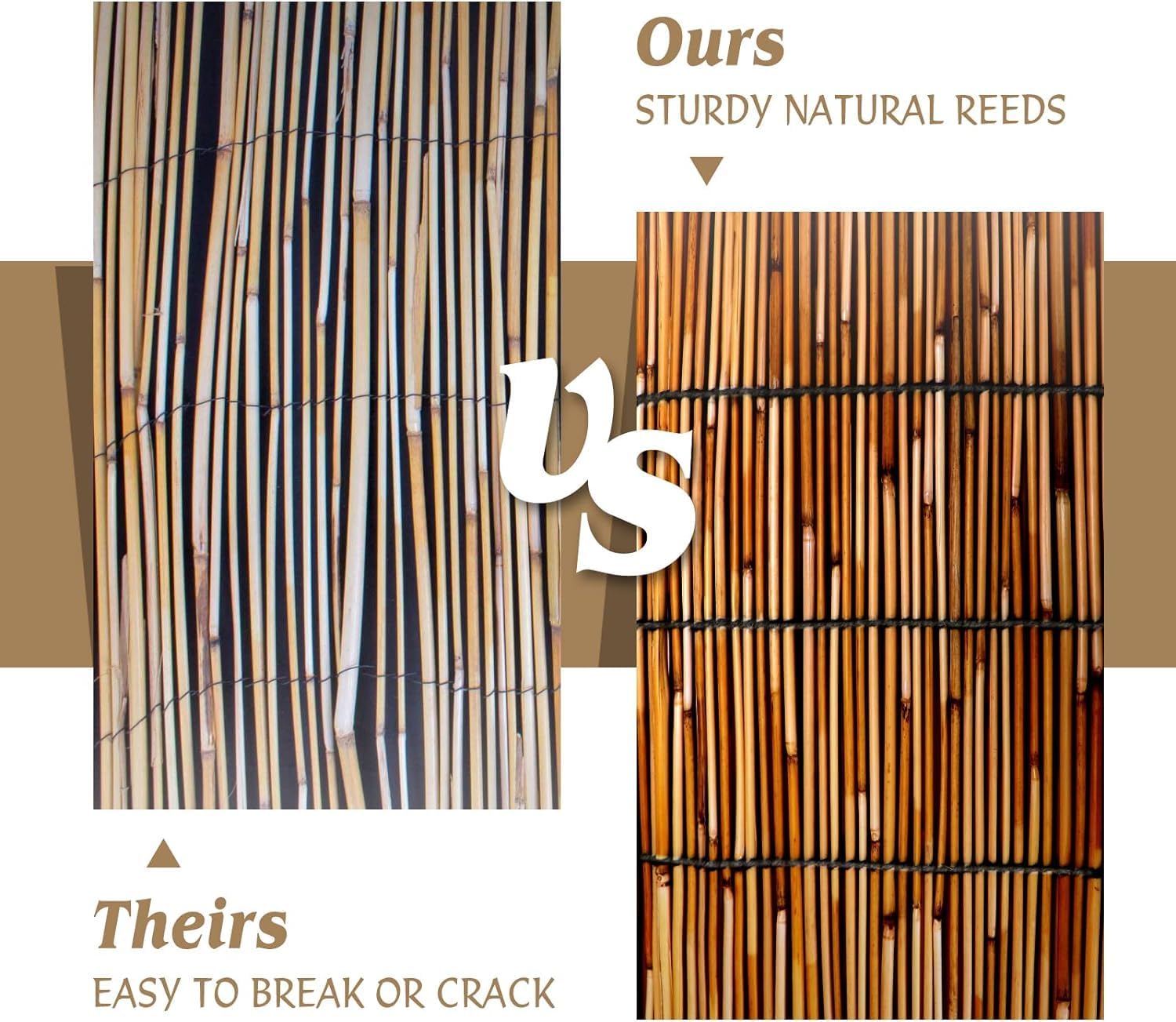 ZNCMRR Reed Fencing Rolls Natural Bamboo Fence Rolls 2 Pcs 4 Feet High Privacy Fence for Balcony