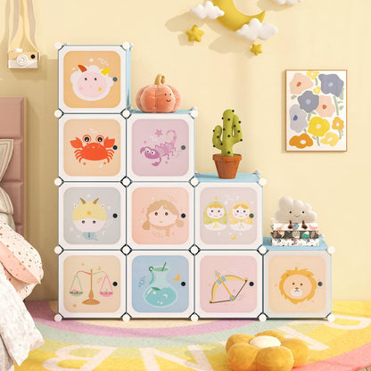INFANS Children Wardrobe, Kid Closet Portable Baby Dresser Cute for Kids Bedroom Nursery Armoire