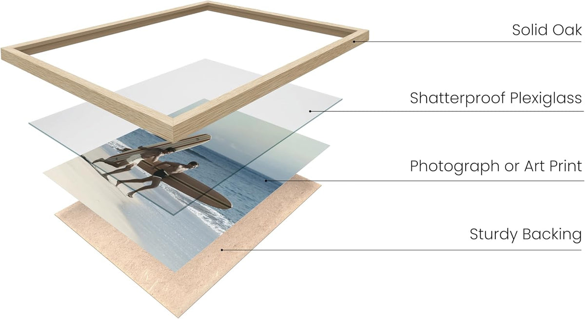 HAUS AND HUES Natural Oak Wood Gallery Wall Tabletop Frames Made with Real American Oak and