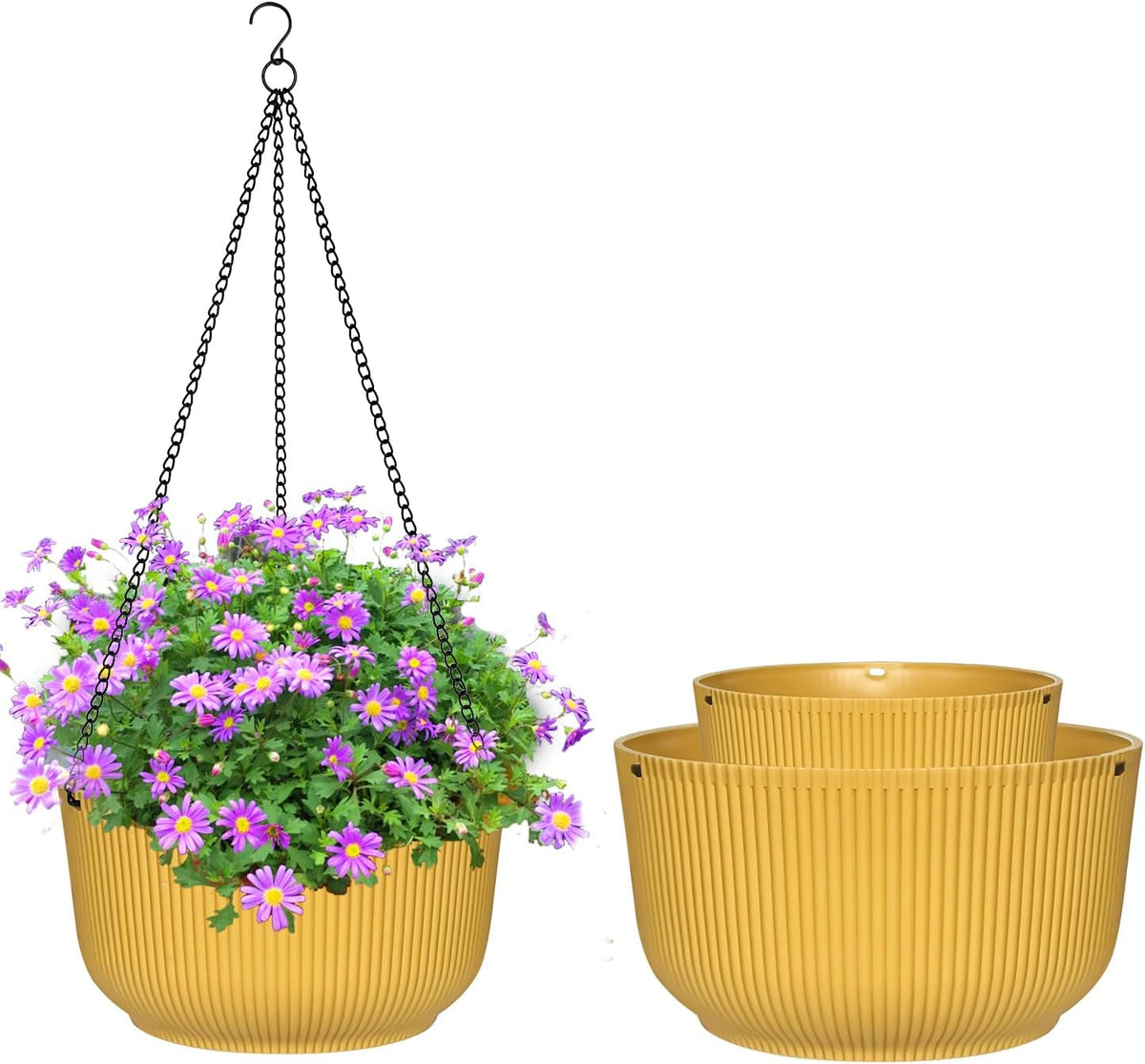 Hanging Planters 9/10/11 Inch for Indoor Plants, 3 Pack Plant Hanger Outdoor with Drainage Holes