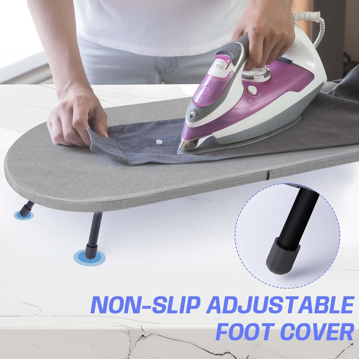 Tabletop Ironing Board with Iron Rest, Metal Mesh Panel Mini Ironing Board with Heat Resistant