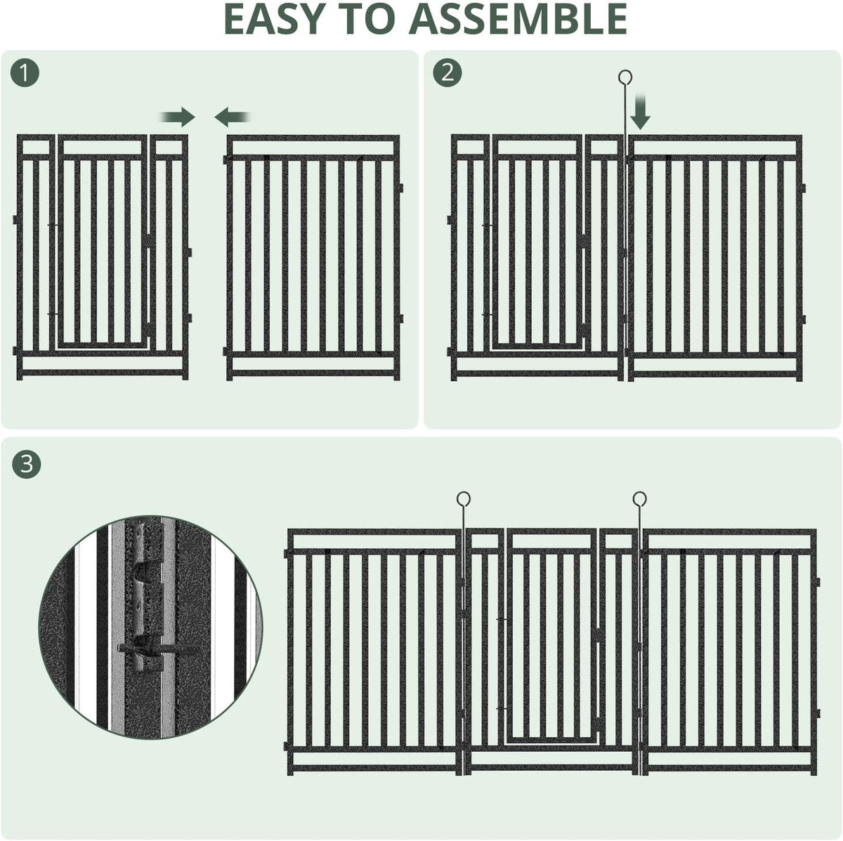 Decorative Garden Fence Metal Dog Fence Outdoor for Yard, 110ft (L) × 32in (H), 42 Panels + 6