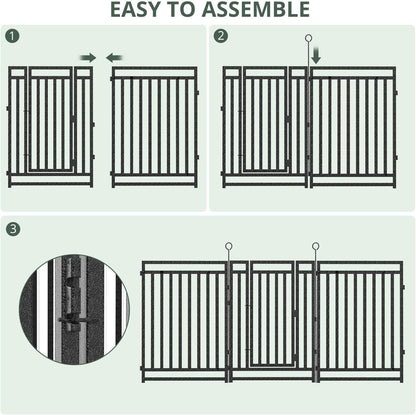 Decorative Garden Fence 54ft (L) × 40in (H), 21 Panels + 3 Gates, Metal Dog Fence Outdoor for Yard