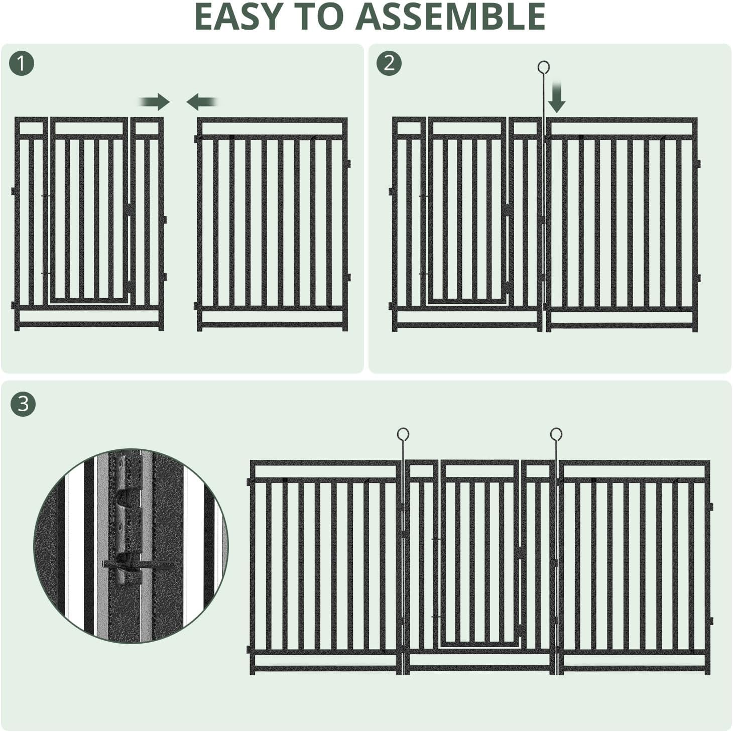 Decorative Garden Fence Metal Dog Fence Outdoor for Yard, 36ft (L) × 40in (H), 14 Panels + 2 Gates