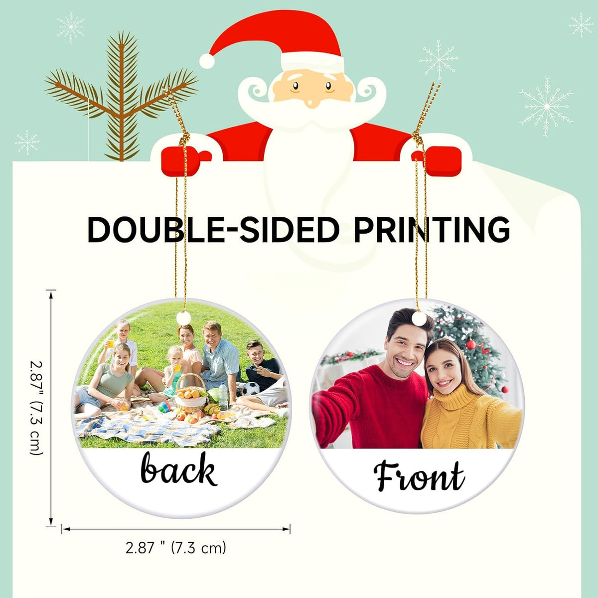 Personalized Christmas Ornaments 2025 Ceramic Custom Photo Text Christmas Ornament Customized Photo