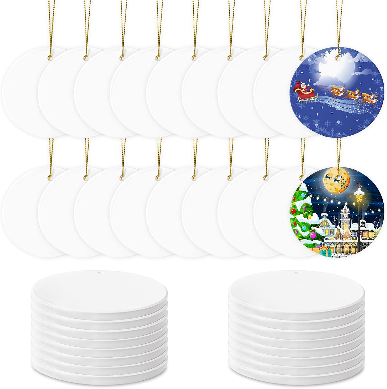 Sublimation Ceramic Ornaments - Bulk Ceramic Discs for Heat Press Printing - White Round Porcelain