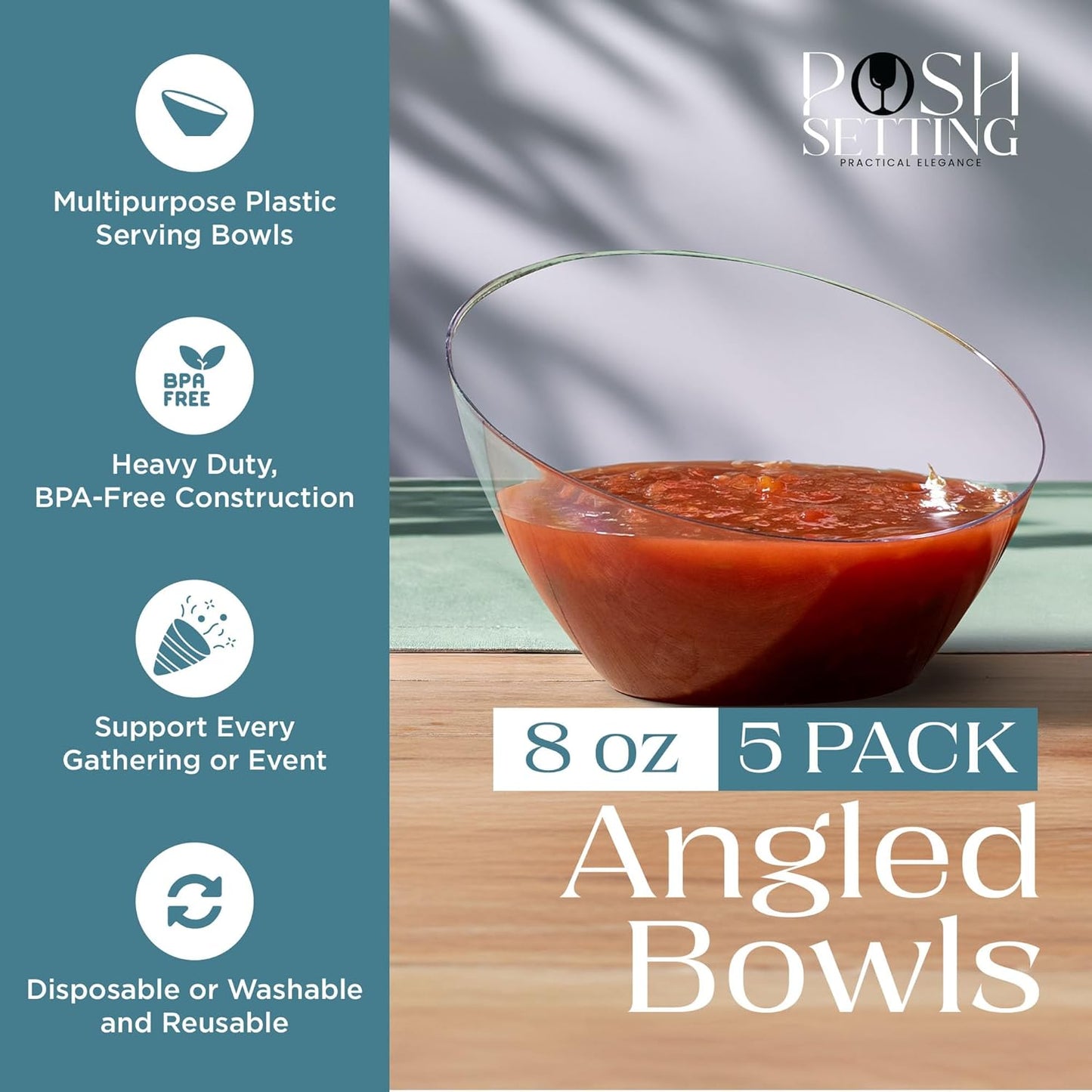 Posh Setting Clear Serving Bowls Small Hard Plastic Candy Bowl for Weddings, Buffet, Offices