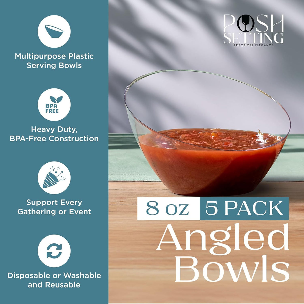 Posh Setting Clear Serving Bowls Small Hard Plastic Candy Bowl for Weddings, Buffet, Offices
