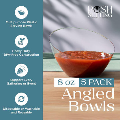 Posh Setting Clear Serving Bowls Small Hard Plastic Candy Bowl for Weddings, Buffet, Offices