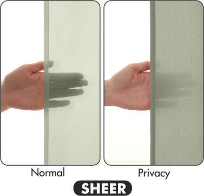 MIULEE Sage Green Privacy Sheer Curtains That Let Light in 84 Inches Long Non-See-Through Semi