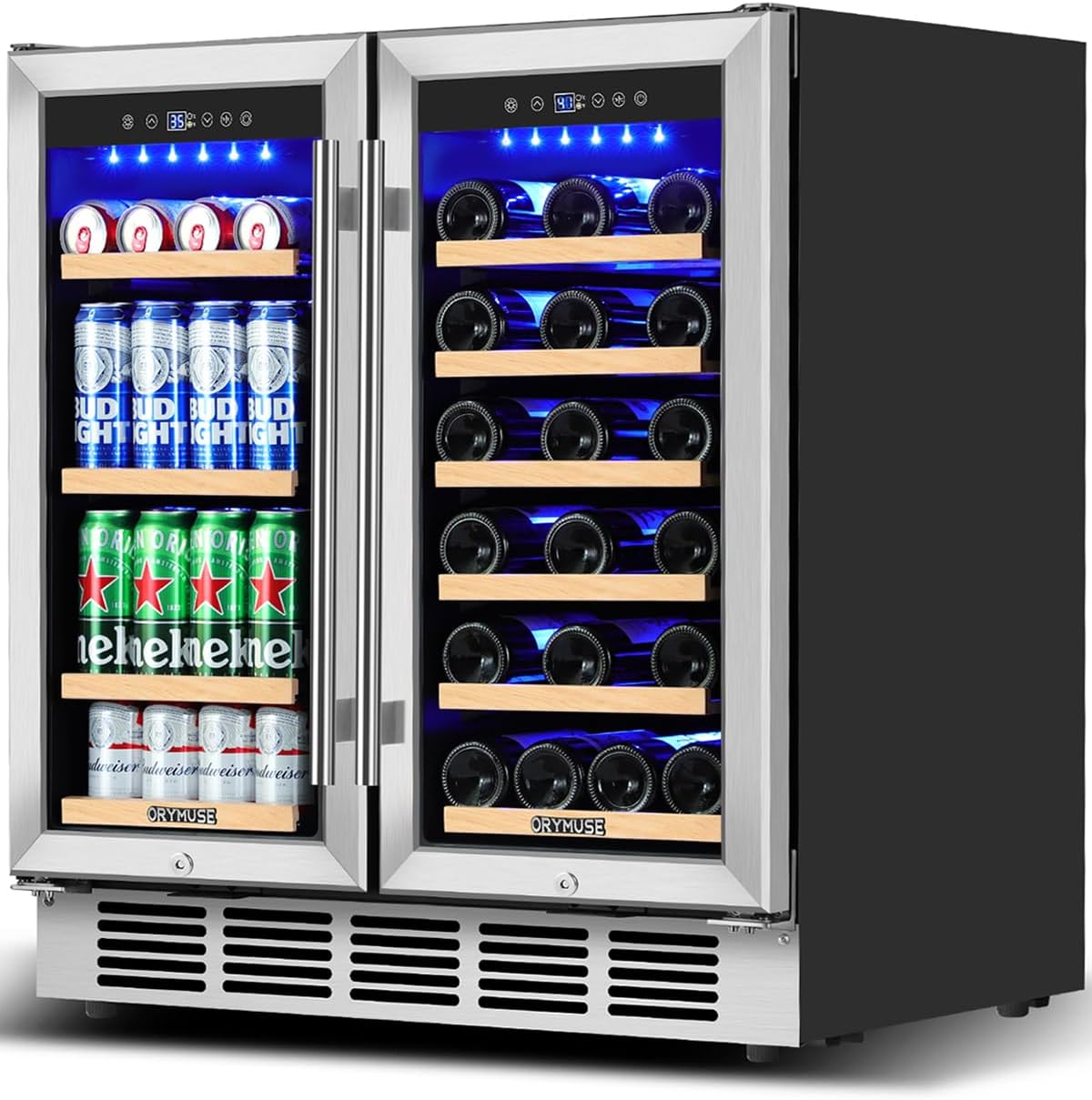 Wine and Beverage Refrigerator 30 Inch, Beverage Fridge Dual Zone with Upgraded Cooling, Wine