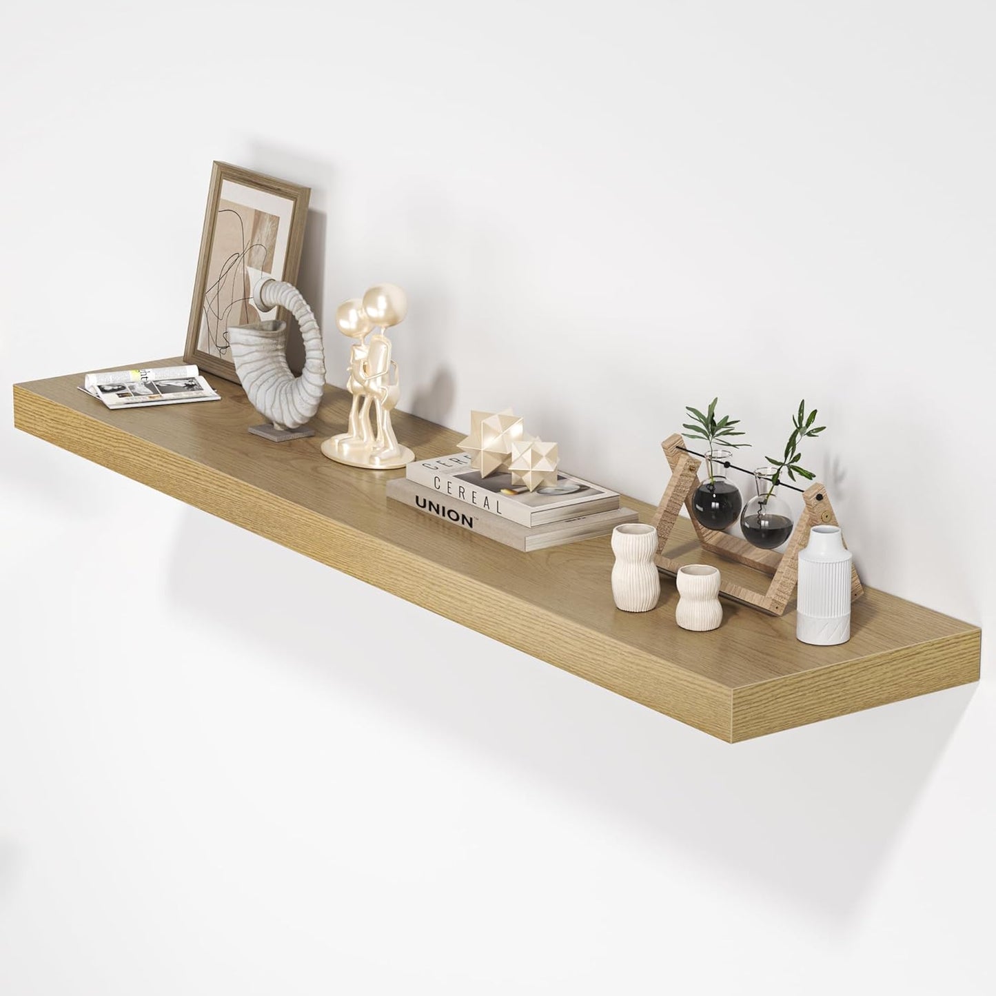 Floating Shelves for Wall, 48" W x 9.3" D x 1.5" H, Wooden Wall Mounted Display Shelves with