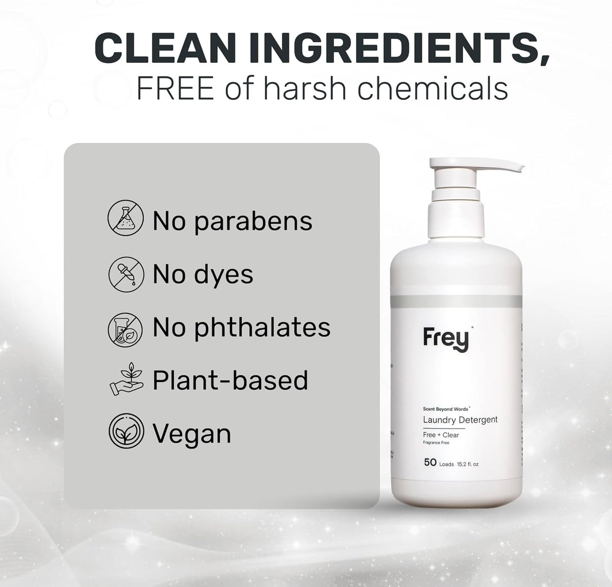 FREY Concentrated Liquid Laundry Detergent | Formulated for Sensitive Skin & HE Washers | Removes