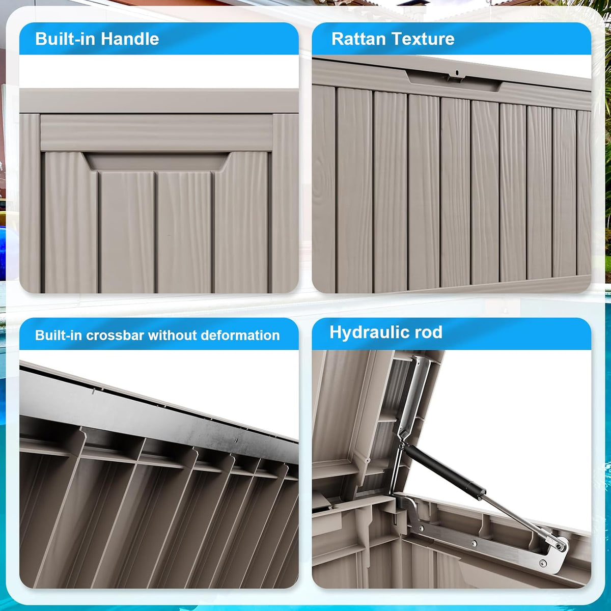 80 Gallon Outdoor Deck Box,Storage Lockable Waterproof Patio Furniture,Garden Tools,Cushions,Pool